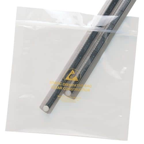 BAG, STATFREE, CLEAR, ZIP 8''x10'', 100 EA/PACK