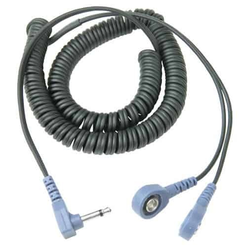 DUAL COIL CORD, 6', 4MM SNAPS, RIGHT ANGLE PLUG