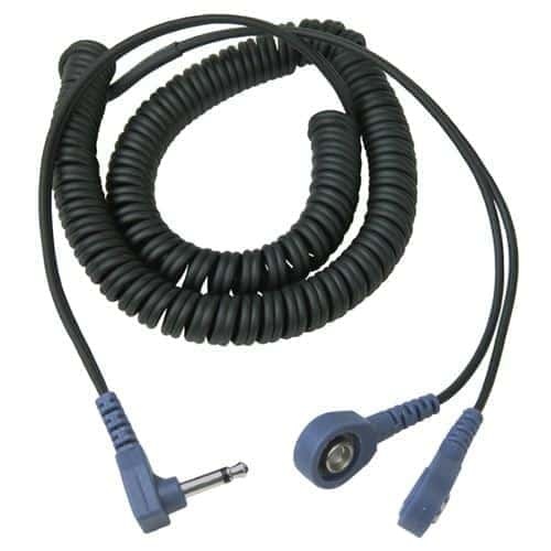 DUAL COIL CORD, 12', 7MM SNAPS, RIGHT ANGLE 3.35MM PLUG
