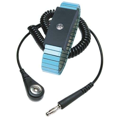 WRIST STRAP, METAL, BLUE, ADJUSTABLE, 6 FT CORD, 4MM