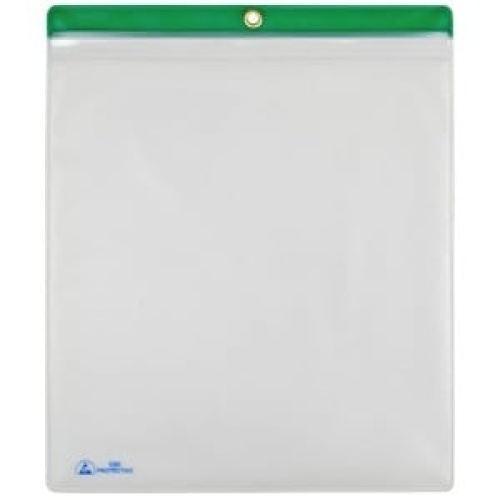ESD SHOP TRAVELER, ZIP, CLEAR,10"x12"OD ,GREEN HEADER,10 PK