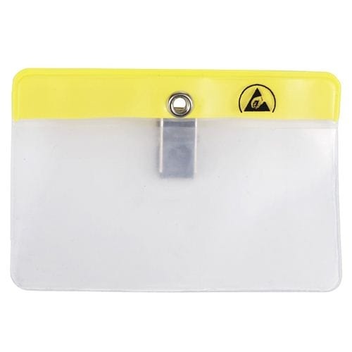 ESD BADGE HOLDER, CLIP-ON, HORIZ, 3-7/8INx2-9/16IN