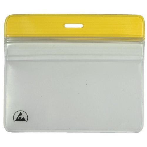 BADGE HOLDER, ESD, ZIPPER, HORIZONTAL, 4'' x 3-3/8''