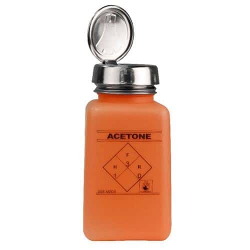 ONE-TOUCH,ORANGE, DURASTATIC SQ, HDPE, 6 OZ ACETONE PRINTED