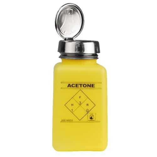 ONE-TOUCH,YELLOW DURASTATIC SQ, HDPE, 6 OZ ACETONE PRINTED