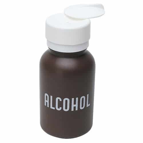 LASTING-TOUCH, BROWN ROUND HDPE, 8 OZ IMPRINTED 'ALCOHOL'