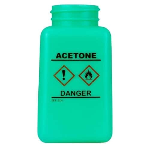 BOTTLE ONLY, GREEN, HCS LABEL, ACETONE PRINTED, 6 OZ