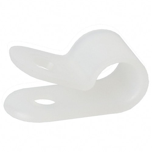 Clamp 1/4" White Nylon, Hole Size 9/64", # 6 Screw - PK/100