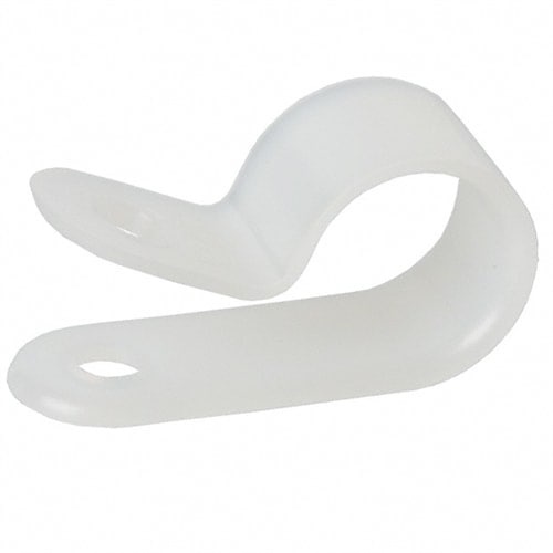 Clamp 3/8" White Nylon, Hole Size 9/64", # 6 Screw - PK/100