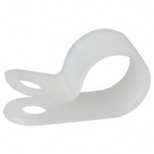 Clamp 7/16" White Nylon, Hole Size 13/64", # 10 Screw - PK/100