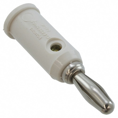 Plug Banana Solderless Stackup Nickel Plated WHT 10/PK