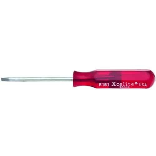 SCREWDRIVER 1/8in x 2in Rnd Bld Pckt Clip RED Hndle