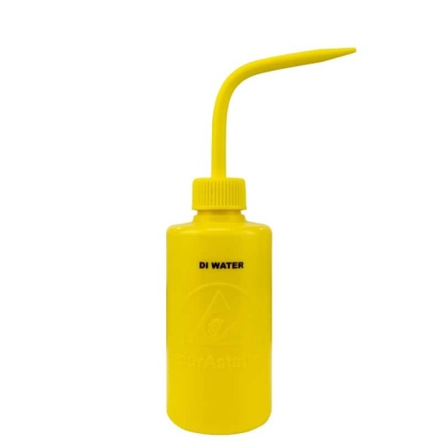Menda 35791 Yellow durAstatic® Wash Bottle, 8 oz, Printed 'DI WATER'
