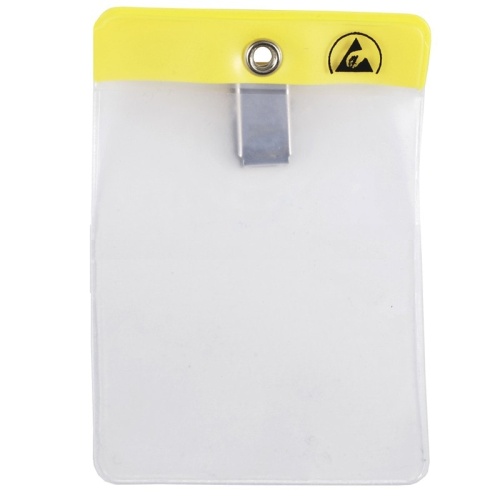 ESD BADGE HOLDER, CLIP-ON, VERTICAL, 2-1/8INx3-3/8IN (IS)