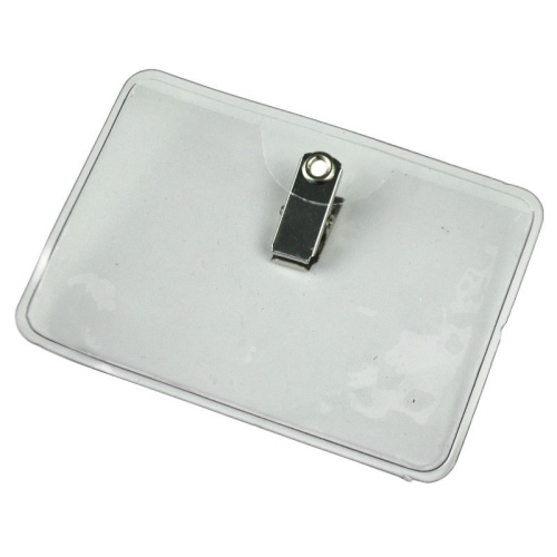 HOLDER, BADGE, CLIP-ON, HORIZ FORMAT, 3-7/8INX2-5/8IN (IS)