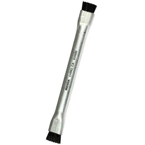 ESD BRUSH, CONDUCTIVE, ROUND ALUMINUM HANDLE,  BLACK FIRM BRISTLES, DOUBLE-SIDED, 1/2 IN