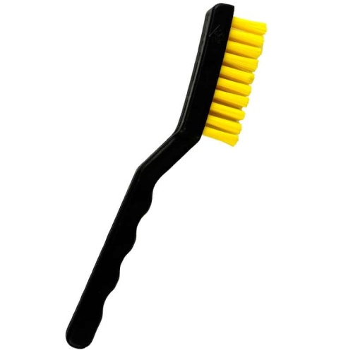 ESD BRUSH, DISSIPATIVE, LONG HANDLE, YELLOW  NYLON, HARD BRISTLES, 2-3/8 IN X 6 IN