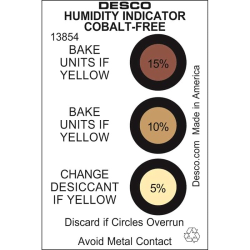 HUMIDITY INDICATOR CARD, COBALT-FREE, 5-10-15%,  125/CAN