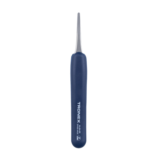 Tronex Precision Stainless Steel Tweezer, ESD Rubber Grip Straight Fine Flat Rounded Tip