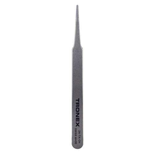 Tronex High Precision Tweezer, Titanium, Straight Fine, Flat Rounded Tip