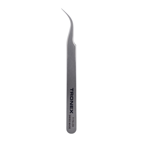 Tronex High Precision Tweezer, Titanium,  Curved Fine Sharp Tip