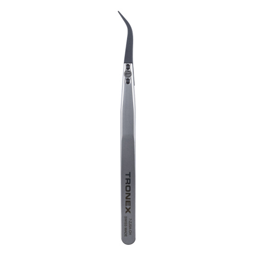 Tronex Precision Stainless Steel Tweezer, W/ Replaceable Ceramic Tip, Curved Fine Sharp Tip