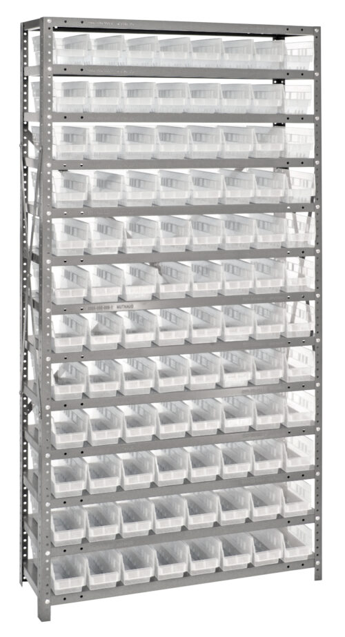 Quantum Storage 12X75 Shelf Unit W/96 Bins Clear