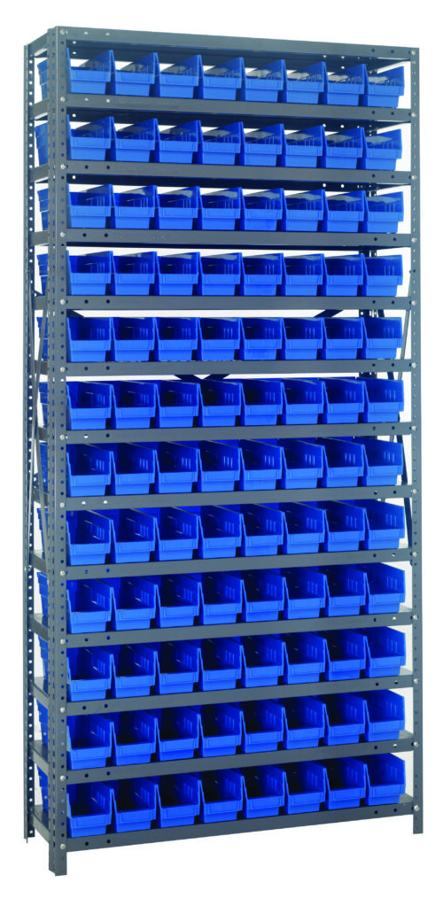 Quantum Storage 13 Shelf Open Unit W/96 Blue Bins