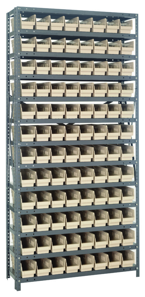 Quantum Storage 13 Shelf Open Unit W/96 Ivory Bins