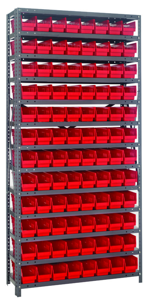 Quantum Storage 13 Shelf Open Unit W/96 Red Bins