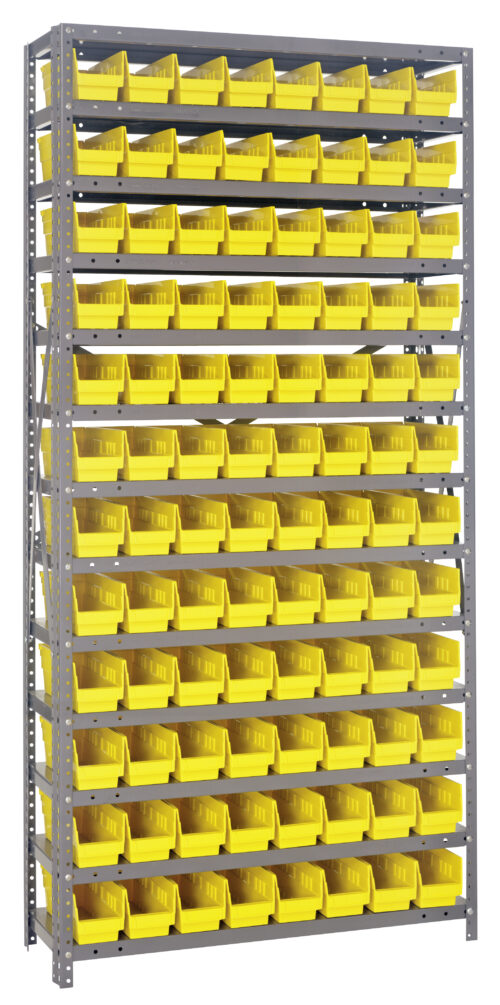 Quantum Storage 13 Shelf Open Unit W/96 Yellow Bins