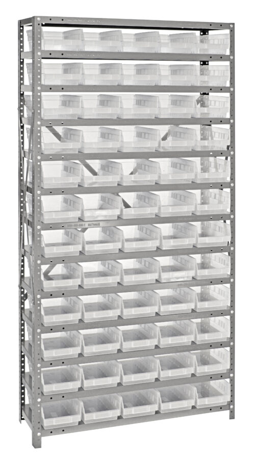 Quantum Storage 12X75 Shelf Unit W/60 Bins Clear