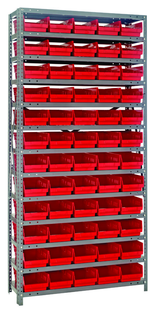 Quantum Storage 13 Shelf Open Unit W/60 Red Bins