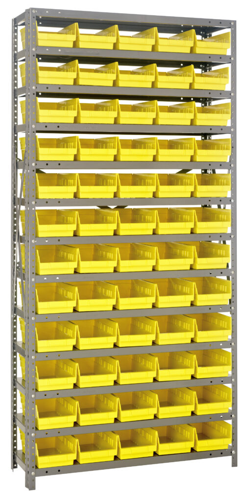 Quantum Storage 13 Shelf Open Unit W/60 Yellow Bins