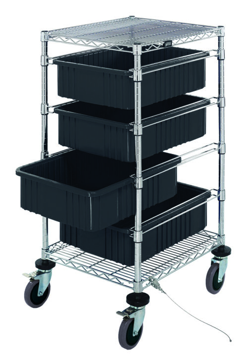 Quantum Storage Conductive Bin Cart W/ 4 Dividable Grids