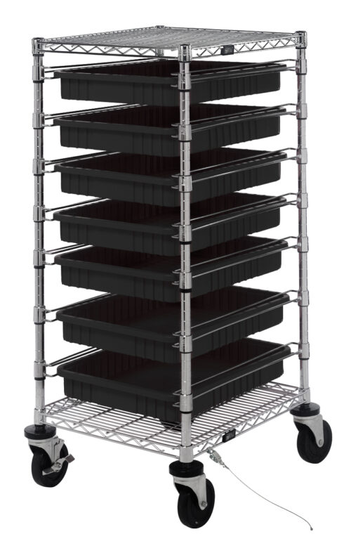 Quantum Storage Conductive Bin Cart W/ 7 Dividable Grids
