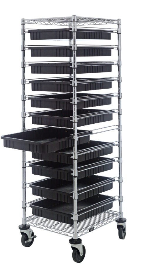 Quantum Storage Conductive Bin Cart W/ 11 Dividable Grids