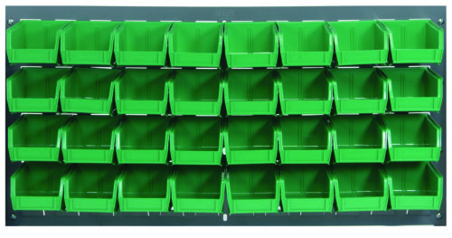 Quantum Storage 36 in. Louvered Panel Unit W/32 Green Bins