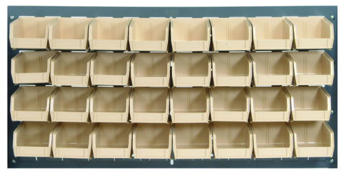 Quantum Storage 36 in. Louvered Panel Unit W/32 Ivory Bins