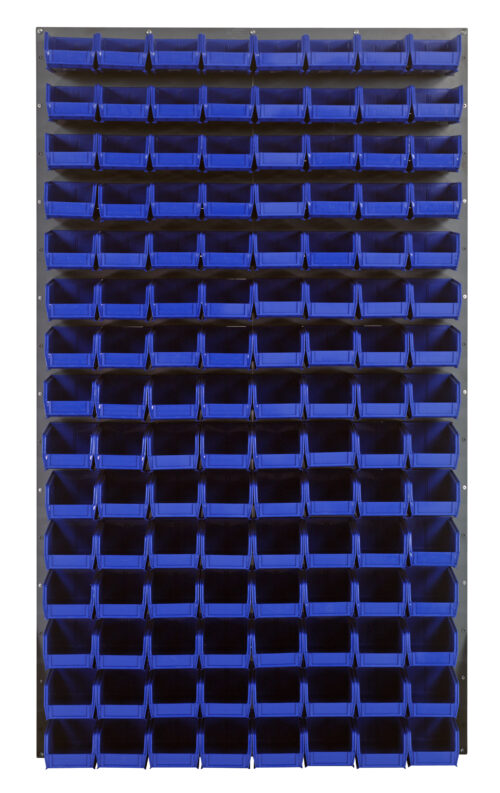 Quantum Storage 36X61 Gray Louvered Panel With Bins Blue