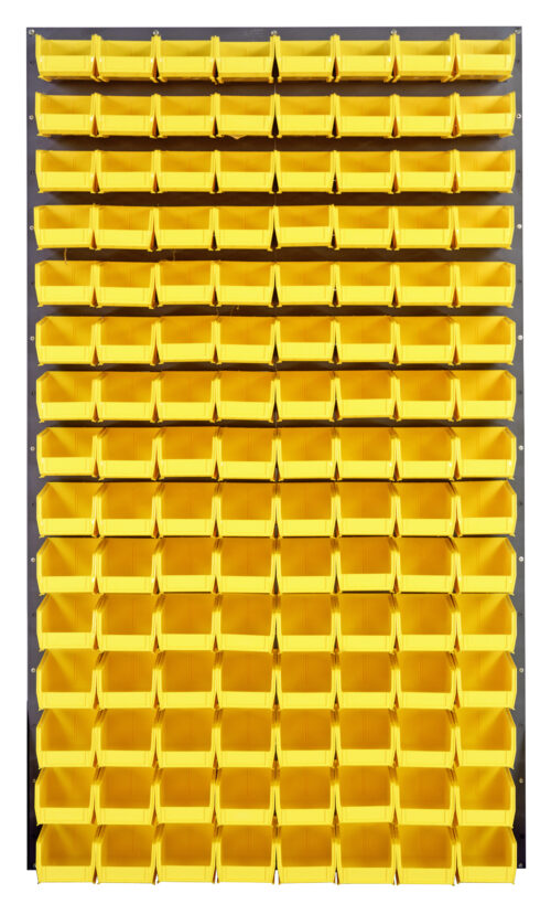 Quantum Storage 36X61 Gray Louvered Panel With Bins Yellow