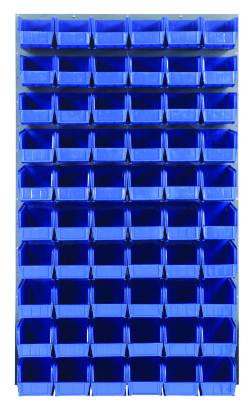Quantum Storage 36X61 Gray Louvered Panel With Bins Blue