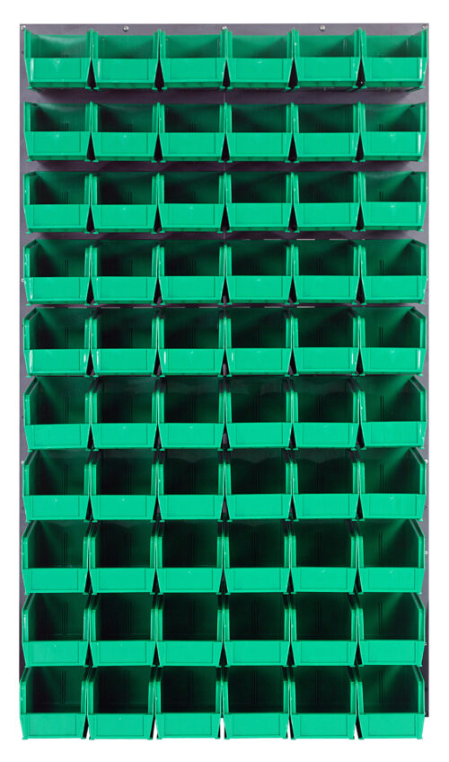 Quantum Storage 36X61 Gray Louvered Panel With Bins Green