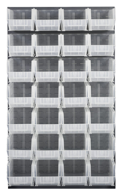 Quantum Storage 36X61 Gray Louvered Panel With Bins Clear
