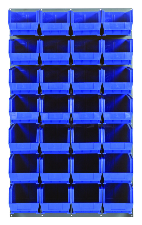 Quantum Storage 36X61 Gray Louvered Panel With Bins Blue