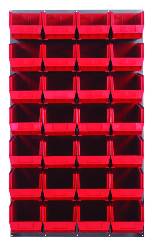 Quantum Storage 36X61 Gray Louvered Panel With Bins Red