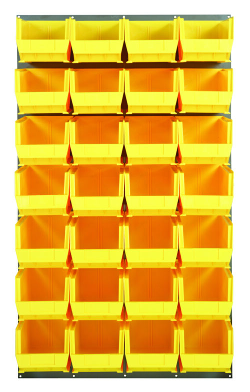 Quantum Storage 36X61 Gray Louvered Panel With Bins Yellow