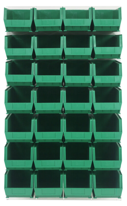 Quantum Storage 36X61 Hc Louvered Panel W/28 Bins Green