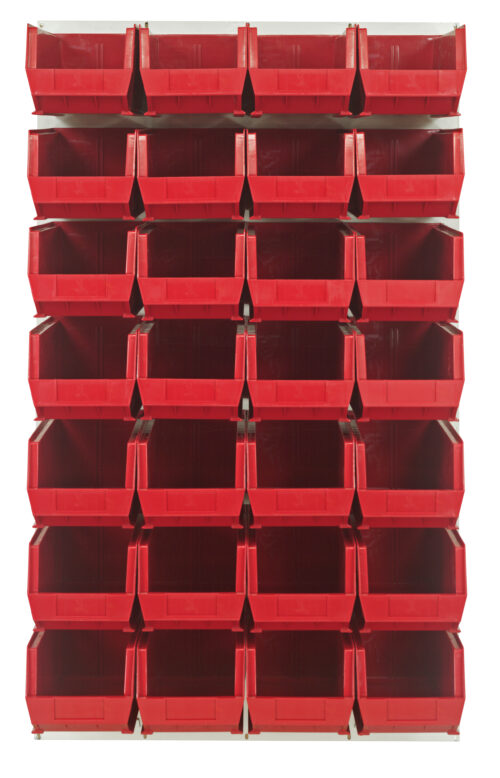 Quantum Storage 36X61 Hc Louvered Panel W/28 Bins Red