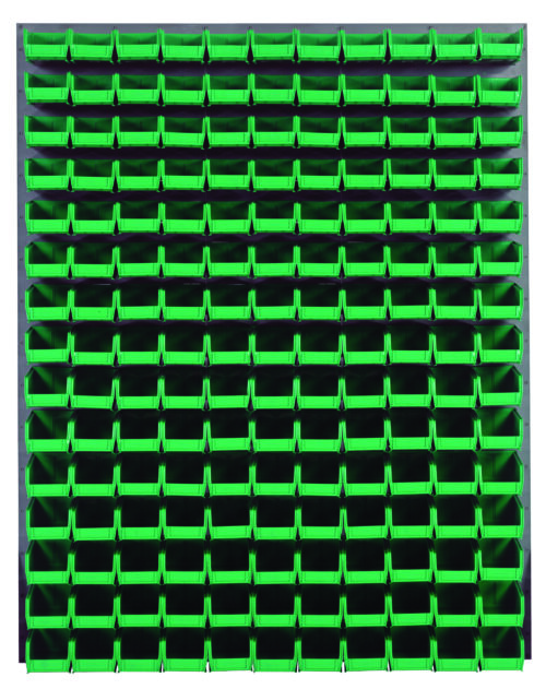 Quantum Storage 48X61 Gray Louvered Panel With Bins Green